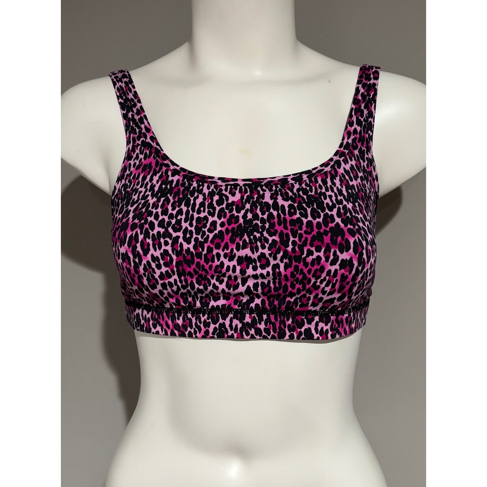 Zoom Pink Black Leopard Print Sports Bra Adjustable Straps XL AW0033